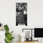 Sint-Francis van Assisi beeld zwart-wit foto Poster (Thuiskantoor)