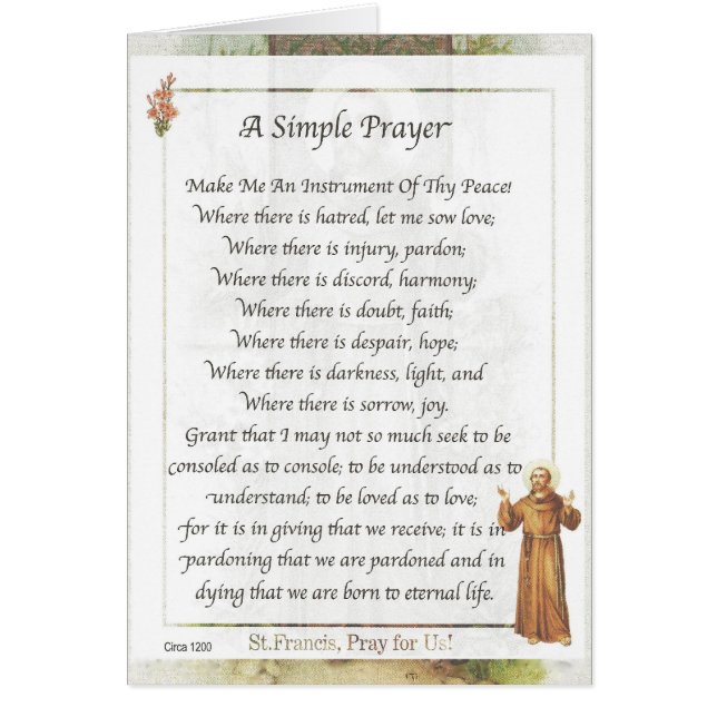 Sint-Francis van Assisi een EENVOUDIGE PRAYER VOOR (Voorkant)