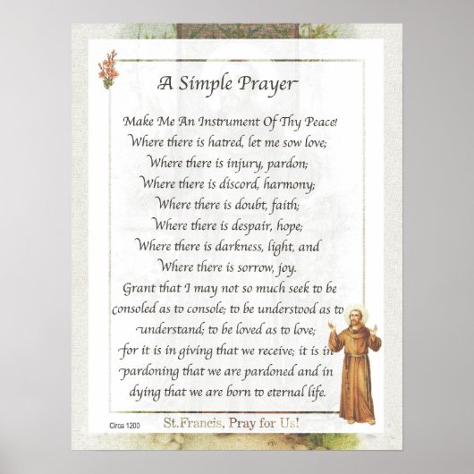 Sint-Francis van Assisi een EENVOUDIGE PRAYER VOOR Poster (Voorkant)