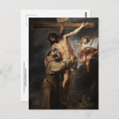 Sint-Francis van Assisi Embraing Christus door Mur Briefkaart (Voorkant / Achterkant)