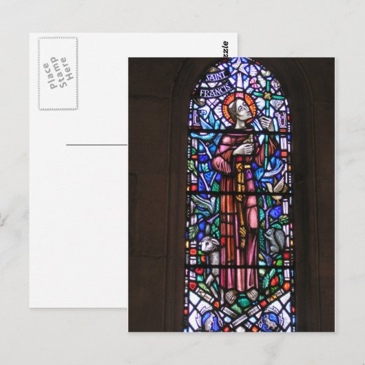 Sint-Francis van Assisi gekleurd glas Briefkaart (Voorkant / Achterkant)