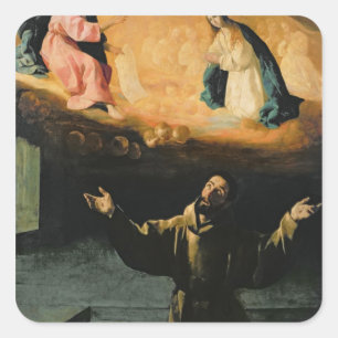 Sint-Francis van Assisi, het wonder van de Rozen Vierkante Sticker