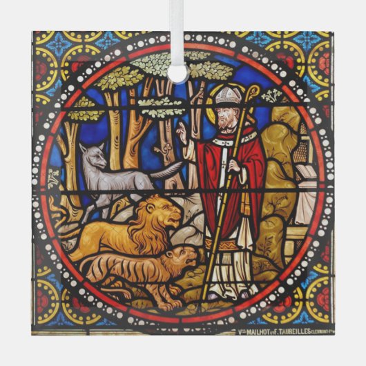 Sint-Francis van Assisi-kerstornament Lions Glas Ornament (Voorkant)