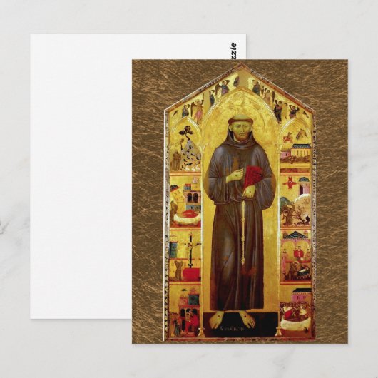 Sint-Francis van Assisi Medieval Icon Briefkaart (Voorkant / Achterkant)