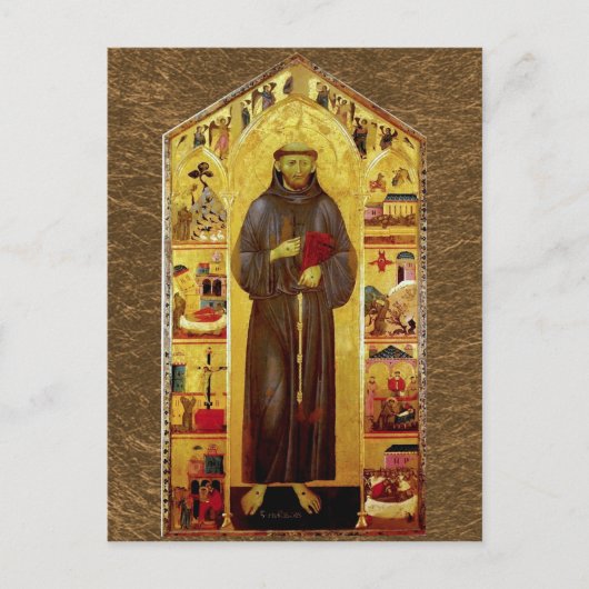 Sint-Francis van Assisi Medieval Icon Briefkaart (Voorkant)