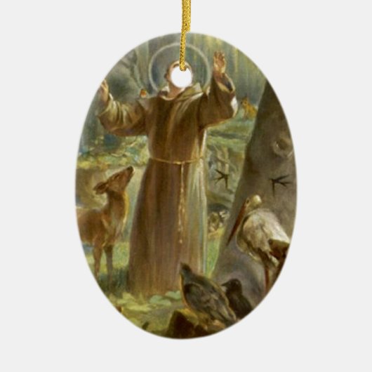 Sint-Francis van Assisi Preaching voor de Dieren Keramisch Ornament (Voorkant)