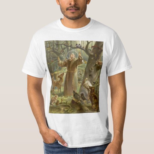 Sint-Francis van Assisi Preaching voor de Dieren T-shirt (Voorkant)