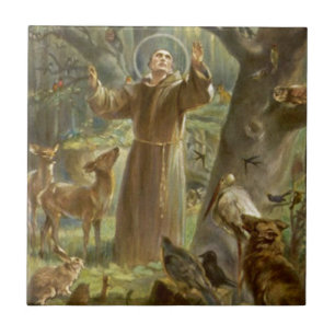 Sint-Francis van Assisi Preaching voor de Dieren Tegeltje
