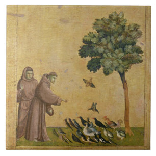 Sint-Francis van Assisi predikt de vogels Tegeltje