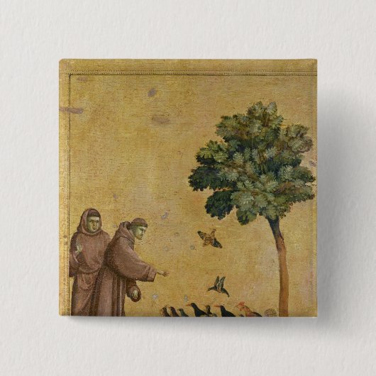 Sint-Francis van Assisi predikt de vogels Vierkante Button 5,1 Cm (Voorkant)