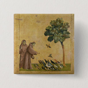 Sint-Francis van Assisi predikt de vogels Vierkante Button 5,1 Cm