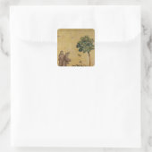 Sint-Francis van Assisi predikt de vogels Vierkante Sticker (Tas)
