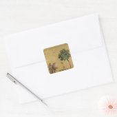 Sint-Francis van Assisi predikt de vogels Vierkante Sticker (Envelop)