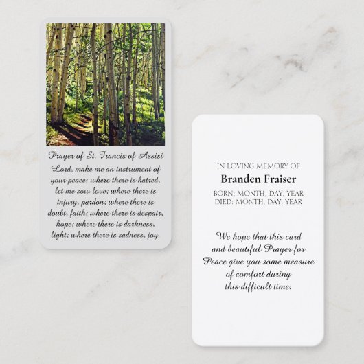 Sint-Francis van Assisi Sympathie Kaart gebed Visitekaartje (Voorkant / Achterkant)