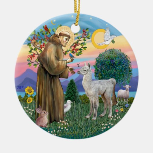 Sint Franciscus - Baby Lama Keramisch Ornament (Voorkant)