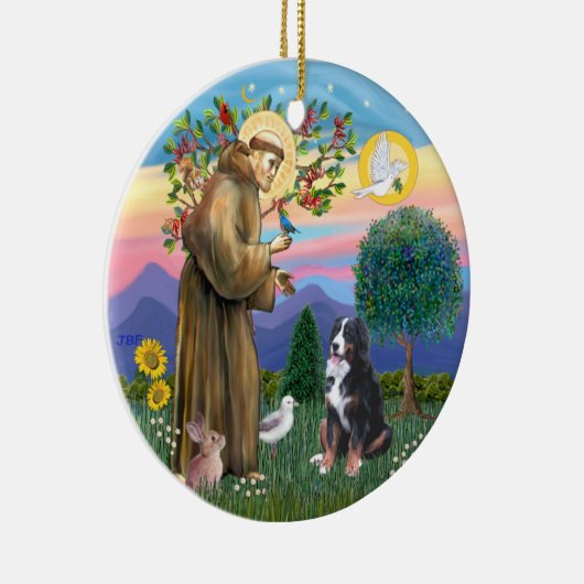 Sint Franciscus - Berner Sennenhond Keramisch Ornament (Rechts)
