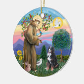 Sint Franciscus - Berner Sennenhond Keramisch Ornament (Links)