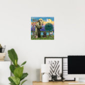 Sint Franciscus & Black-Tan Cocker Spaniel Poster (Thuiskantoor)