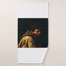 Sint Franciscus door Caravaggio Barok Meesterwerk Badhanddoek