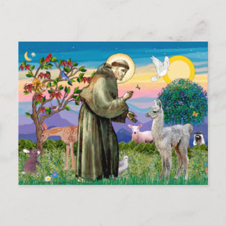 Sint Franciscus en Lama Baby Briefkaart