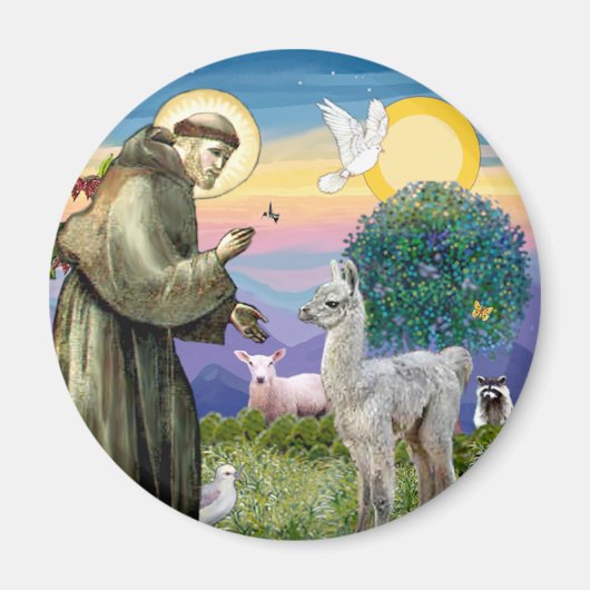 Sint Franciscus en Lama Baby Magneet (Voorkant)