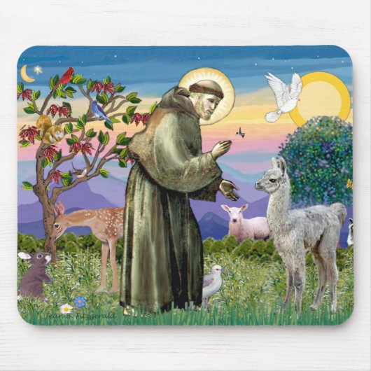 Sint Franciscus en Lama Baby Muismat (Voorkant)