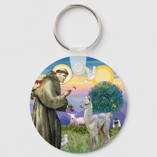 Sint Franciscus en Lama Baby Sleutelhanger (Voorkant)
