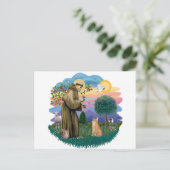 Sint Franciscus (ff) - oranje tabby kat Briefkaart (Staand voorkant)
