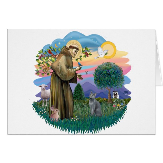 Sint Franciscus (ff) - Russische Blauwe kat (Voorkant Horizontaal)