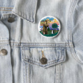 Sint Franciscus (ff) - Zwart-witte kat Ronde Button 5,7 Cm (In situ)