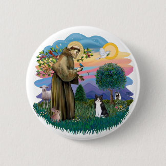 Sint Franciscus (ff) - Zwart-witte kat Ronde Button 5,7 Cm