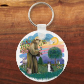 Sint Franciscus (ff) - Zwart-witte kat Sleutelhanger (Voorkant)