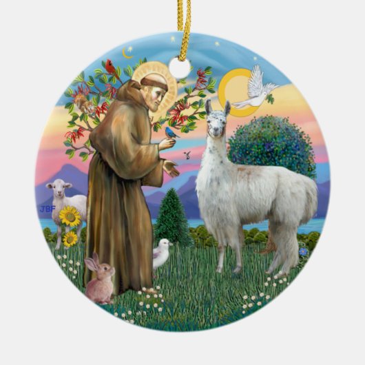Sint Franciscus - Lama 12 Keramisch Ornament (Voorkant)