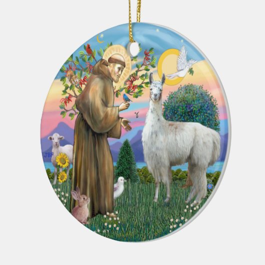 Sint Franciscus - Llama 12 Keramisch Ornament (Links)