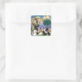 Sint Franciscus met 10 honden Vierkante Sticker (Tas)