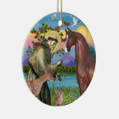 Sint Franciscus - Paard (kastanje) Keramisch Ornament (Rechts)