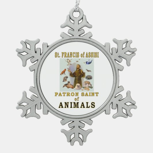 SINT FRANCISCUS TIN SNEEUWVLOK ORNAMENT (Voorkant)