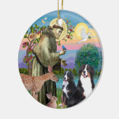 Sint Franciscus - Twee Berghonden Keramisch Ornament (Links)