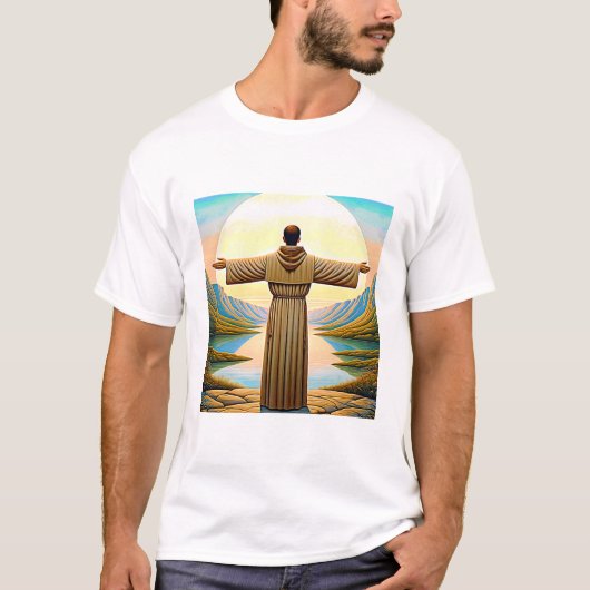 Sint Franciscus van Assisi als Franciscaan Tau 2 T-shirt (Voorkant)