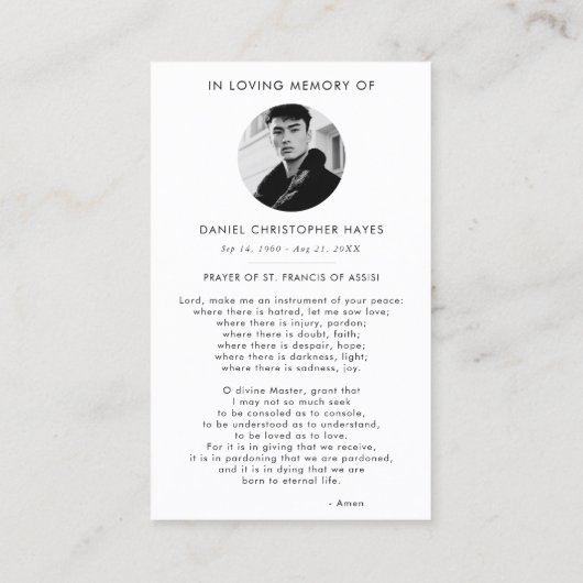 Sint Franciscus van Assisi Begrafenis Sympathie Ge Visitekaartje (Achterkant)