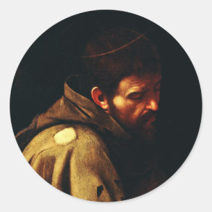 Sint-Franciscus van Assisi door Caravaggio Barokke Ronde Sticker