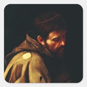 Sint-Franciscus van Assisi door Caravaggio Barokke Vierkante Sticker
