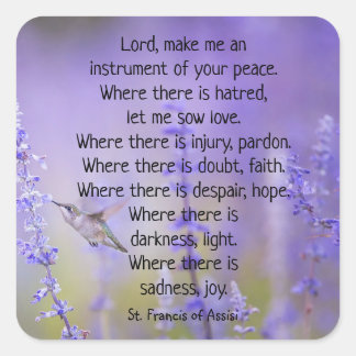 Sint Franciscus van Assisi Gebed Lavendel Bloemen Vierkante Sticker