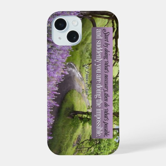 Sint Franciscus van Assisi Inspirerend Quote mogel iPhone 15 Case (Achterkant)