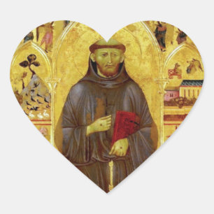 Sint Franciscus van Assisi middeleeuws Icoon Relig Hart Sticker