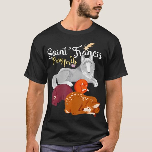 Sint Franciscus van Assisi Patron van Dieren Wolf T-shirt (Voorkant)