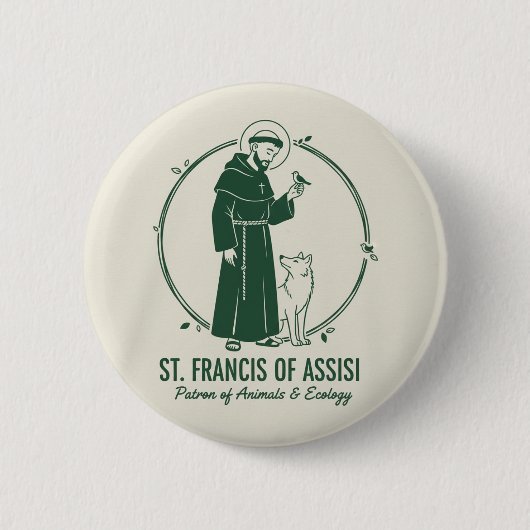 Sint Franciscus van Assisi Ronde Button 5,7 Cm (Voorkant)
