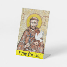 Sint-Franciscus van Assisi teken Reclamebord Met Voetstuk