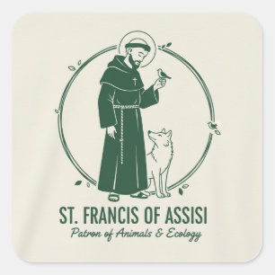 Sint-Franciscus van Assisi Vierkante Sticker