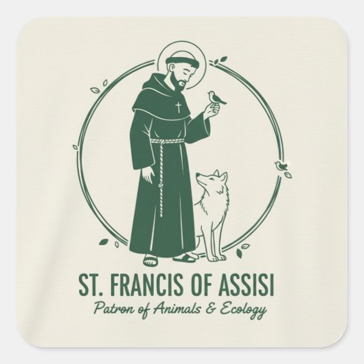 Sint-Franciscus van Assisi Vierkante Sticker (Voorkant)